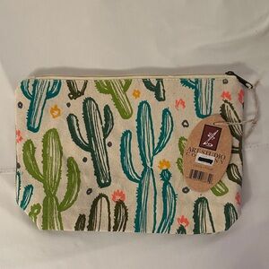 Cactus Print Canvas Pouch
